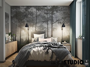 sypialnia z tapetą - zdjęcie od MIKOŁAJSKAstudio