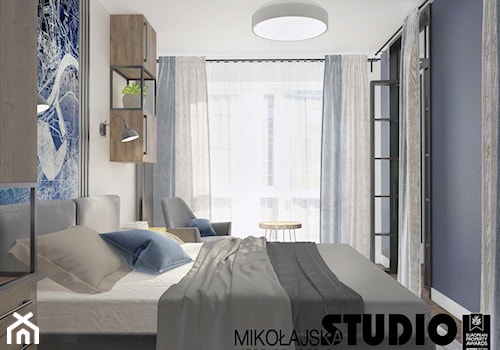 Na Zabłociu - Średnia czarna szara sypialnia, styl nowoczesny - zdjęcie od MIKOŁAJSKAstudio