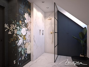 minimalistyczna łazienka z motywem kwiatów - zdjęcie od MIKOŁAJSKAstudio