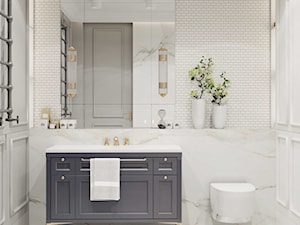 Dwupoziomowy penthouse dla miłośników współczesnej klasyki - Średnia z lustrem łazienka, styl tradycyjny - zdjęcie od MIKOŁAJSKAstudio
