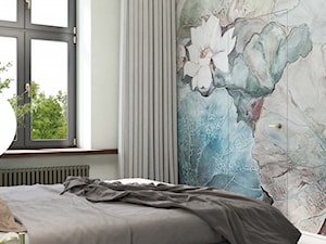elegancka sypialnia, kwiatowa fototapeta - zdjęcie od MIKOŁAJSKAstudio