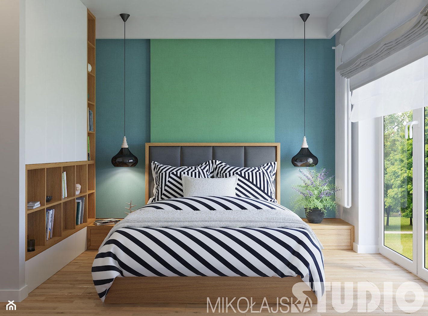 turkusowa sypialnia - zdjęcie od MIKOŁAJSKAstudio - Homebook