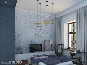 elegancka sypialnia; fototapeta z ornamentem - zdjęcie od MIKOŁAJSKAstudio