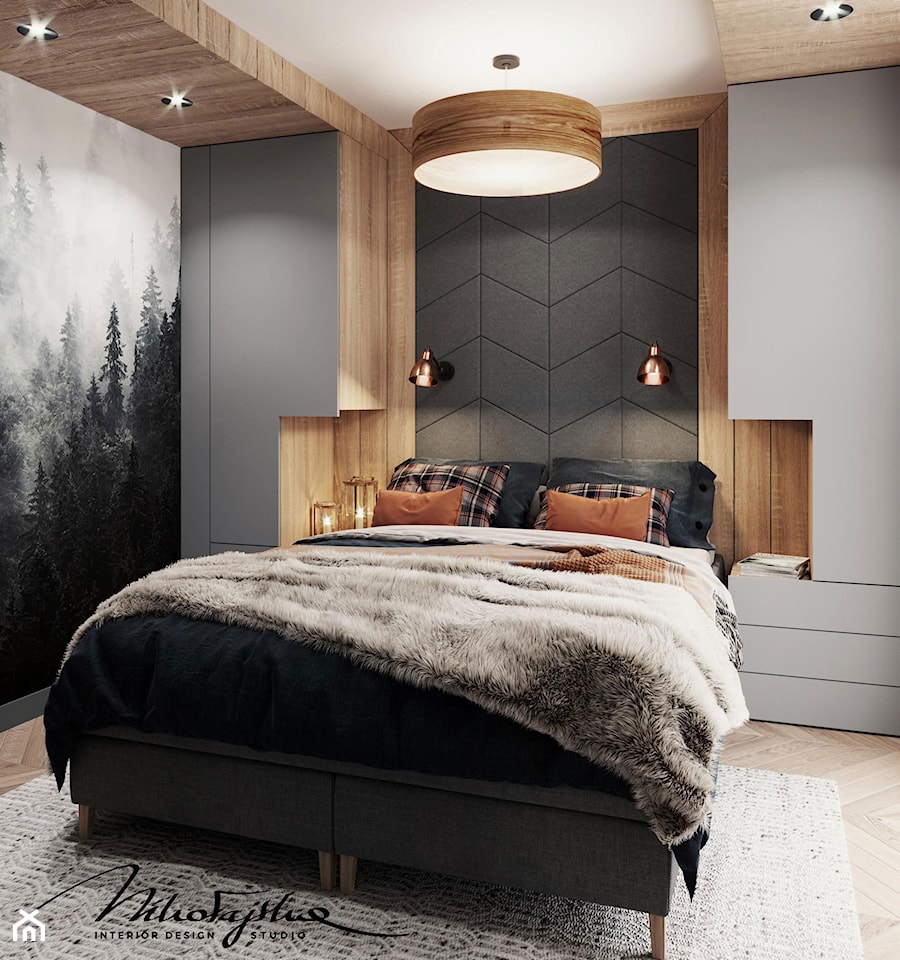 Sypialnia dla dwojga w górskim domku - zdjęcie od MIKOŁAJSKAstudio