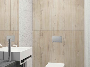WIŚLANE TARASY - Mała szara łazienka w bloku w domu jednorodzinnym bez okna, styl nowoczesny - zdjęcie od MIKOŁAJSKAstudio