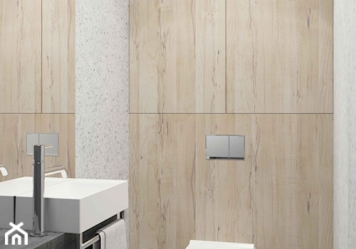 WIŚLANE TARASY - Mała bez okna z lustrem z marmurową podłogą łazienka, styl nowoczesny - zdjęcie od MIKOŁAJSKAstudio