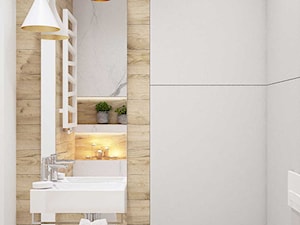 Apartament nr 333 - Mała bez okna z lustrem z punktowym oświetleniem łazienka, styl nowoczesny - zdjęcie od MIKOŁAJSKAstudio