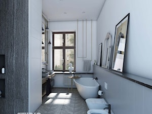 biała elegancka łazienka z szarymi elementami - zdjęcie od MIKOŁAJSKAstudio