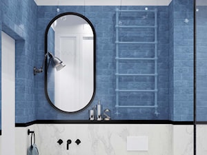 łazienka biało-niebieska, czarne akcenty - zdjęcie od MIKOŁAJSKAstudio