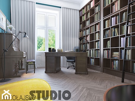 Aranżacje wnętrz - Biuro: home library - MIKOŁAJSKAstudio. Przeglądaj, dodawaj i zapisuj najlepsze zdjęcia, pomysły i inspiracje designerskie. W bazie mamy już prawie milion fotografii!