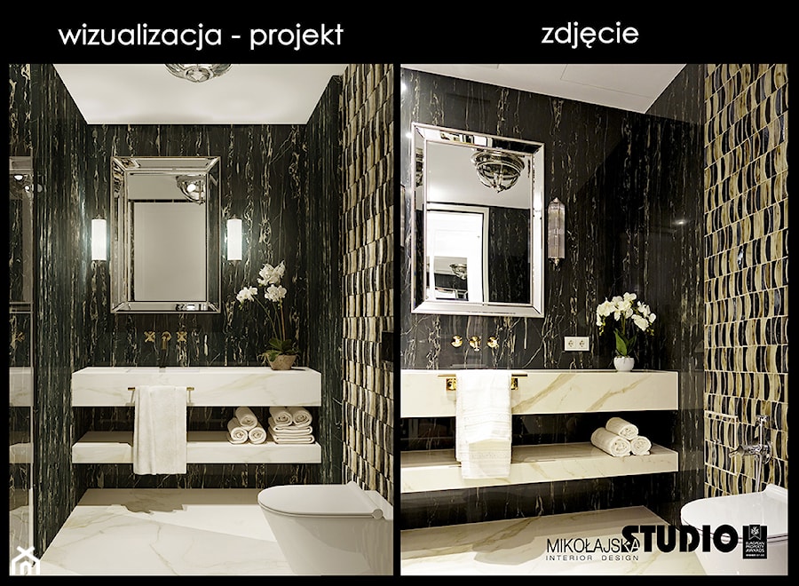 wizualizacja kontra zdjęcie-widok łazienki - zdjęcie od MIKOŁAJSKAstudio