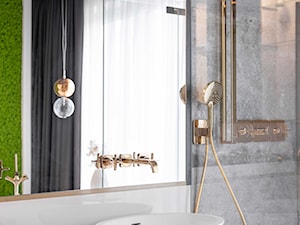 DOM W WIELICZCE - zdjęcia - Średnia z dwoma umywalkami łazienka z oknem, styl nowoczesny - zdjęcie od MIKOŁAJSKAstudio