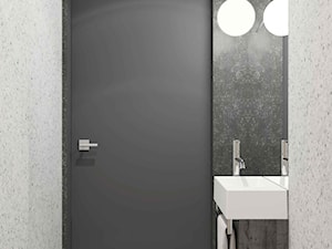 WIŚLANE TARASY - Mała czarna szara łazienka w bloku w domu jednorodzinnym bez okna, styl nowoczesny - zdjęcie od MIKOŁAJSKAstudio