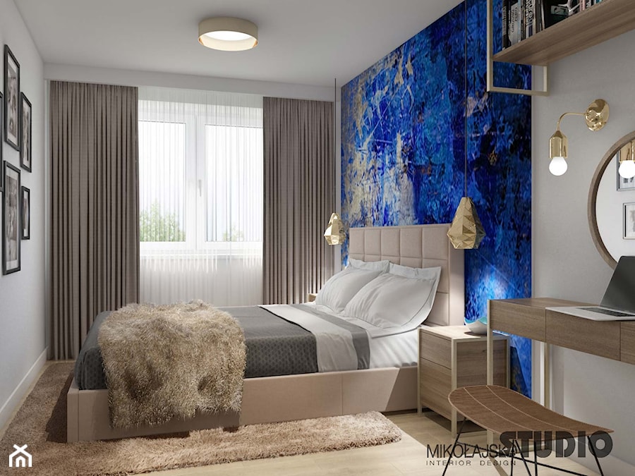kobaltowa sypialnia - zdjęcie od MIKOŁAJSKAstudio