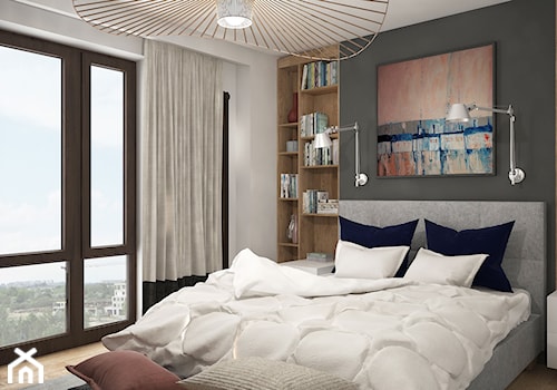 LOFT style - Średnia biała szara sypialnia, styl industrialny - zdjęcie od MIKOŁAJSKAstudio