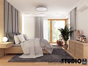 Dom przy Działkowskiego - Duża beżowa biała szara sypialnia, styl nowoczesny - zdjęcie od MIKOŁAJSKAstudio