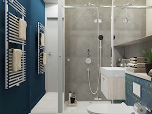 jasna łazienka-niebieska ściana - zdjęcie od MIKOŁAJSKAstudio