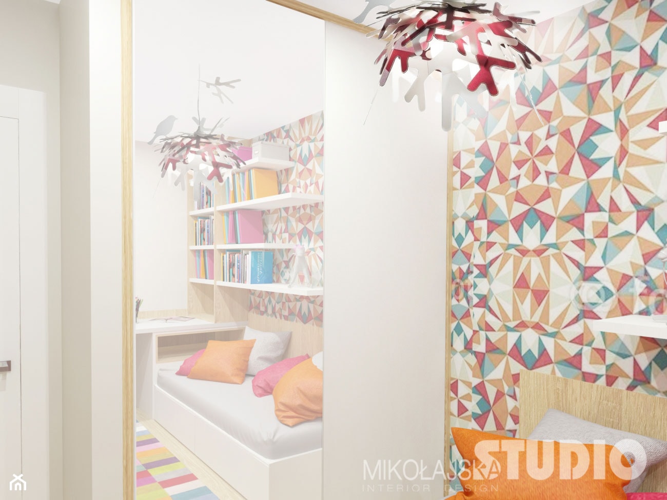 pokój dziewczynki, kolorowy, kolorowa tapeta - zdjęcie od MIKOŁAJSKAstudio - Homebook