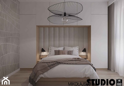 W bieli - Mała szara sypialnia, styl nowoczesny - zdjęcie od MIKOŁAJSKAstudio