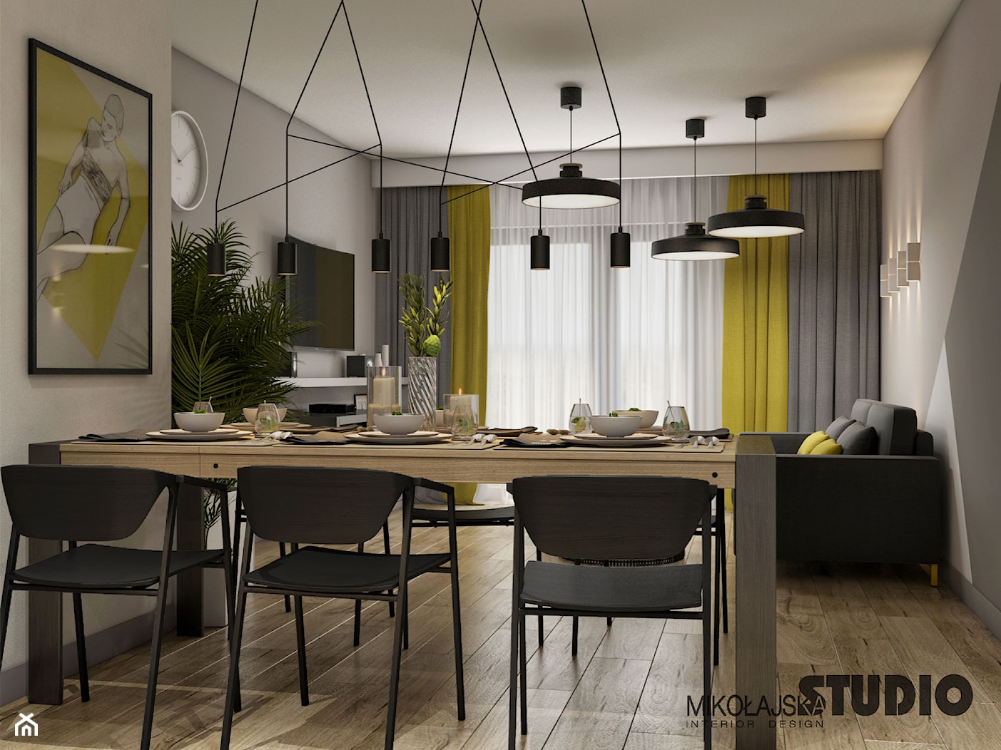 żółte akcenty w małym mieszkaniu - zdjęcie od MIKOŁAJSKAstudio - Homebook