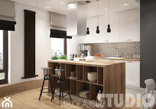 LOFT style - Średnia biała jadalnia w kuchni, styl skandynawski - zdjęcie od MIKOŁAJSKAstudio