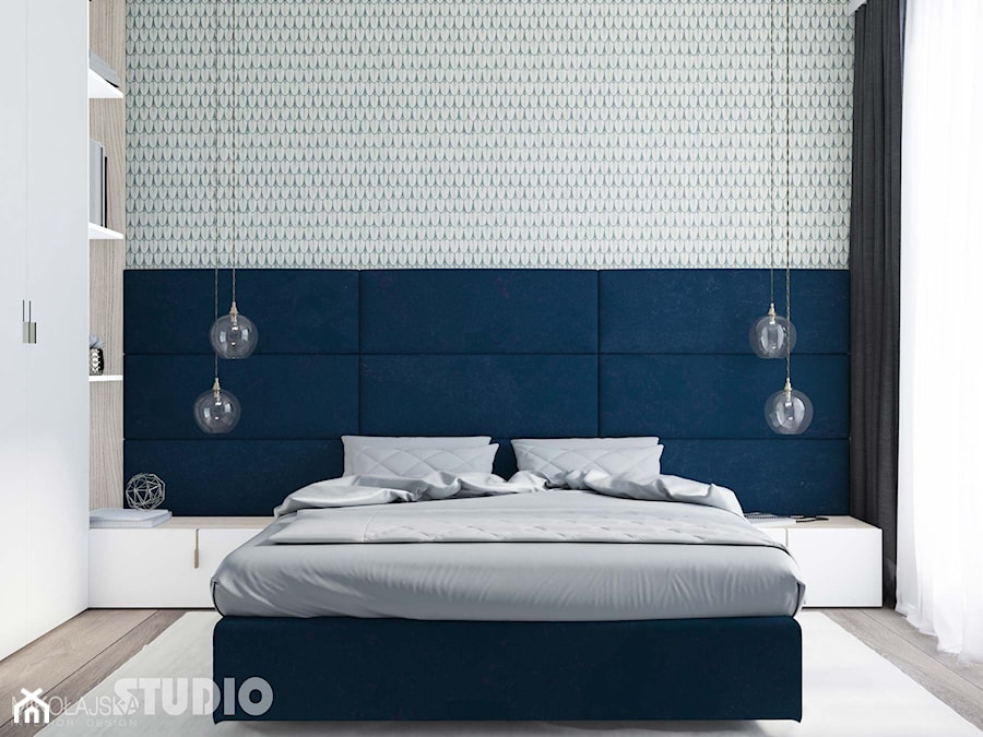 sypialnia niebieskie akcenty - zdjęcie od MIKOŁAJSKAstudio