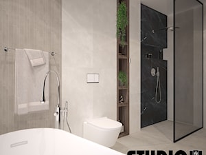 ZAKOCHANI W PRZESTRZENI - Średnia bez okna z marmurową podłogą łazienka, styl nowoczesny - zdjęcie od MIKOŁAJSKAstudio