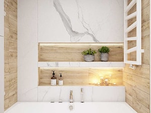Apartament nr 333 - Mała bez okna z marmurową podłogą łazienka, styl nowoczesny - zdjęcie od MIKOŁAJSKAstudio