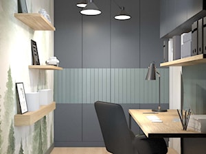Z ODROBINĄ ZIELENI - Małe szare zielone białe biuro domowe w pokoju, styl nowoczesny - zdjęcie od MIKOŁAJSKAstudio