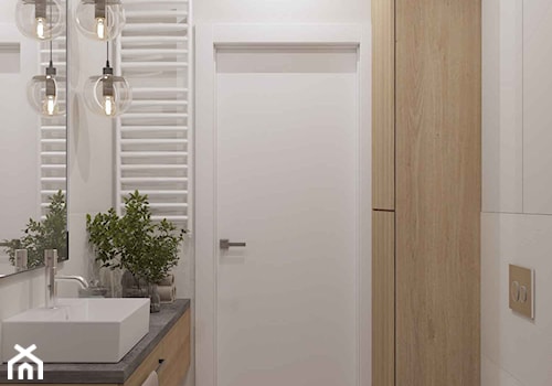 W bieli - Mała bez okna z punktowym oświetleniem łazienka, styl nowoczesny - zdjęcie od MIKOŁAJSKAstudio