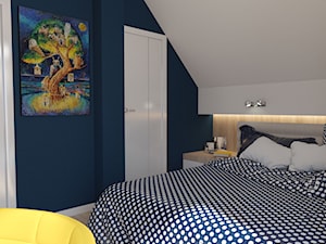 Sypialnia granatowo-żółta - zdjęcie od MIKOŁAJSKAstudio