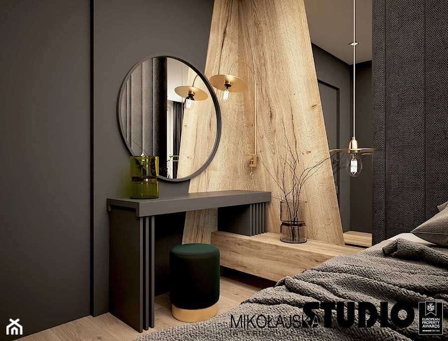 Apartament przy ul. Lema - Mała czarna sypialnia, styl nowoczesny - zdjęcie od MIKOŁAJSKAstudio