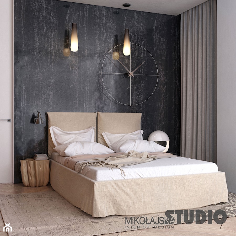 nowoczesna prosta sypialnia - zdjęcie od MIKOŁAJSKAstudio