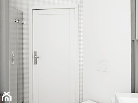 Aranżacje wnętrz - Łazienka: biala łazienka-minimalistyczna - MIKOŁAJSKAstudio. Przeglądaj, dodawaj i zapisuj najlepsze zdjęcia, pomysły i inspiracje designerskie. W bazie mamy już prawie milion fotografii!