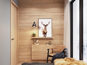 Sypialnia w kolorach szarości z elementami drewna - zdjęcie od MIKOŁAJSKAstudio