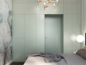 elegancka sypialnia, jasnozielona ściana - zdjęcie od MIKOŁAJSKAstudio