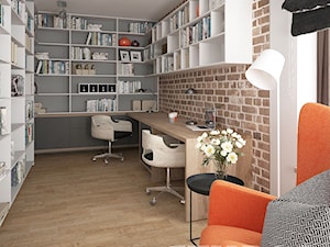 LOFT style - Średnie z zabudowanym biurkiem białe brązowe biuro, styl skandynawski - zdjęcie od MIKOŁAJSKAstudio