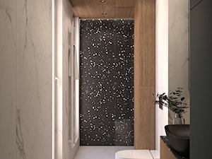 Głębia intensywnych odcieni - Mała z punktowym oświetleniem łazienka z oknem, styl nowoczesny - zdjęcie od MIKOŁAJSKAstudio