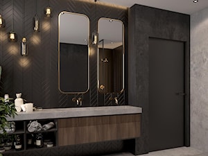 ŁAZIENKA GÓRNA-łazienka dla dwojga, złoty detal - zdjęcie od MIKOŁAJSKAstudio