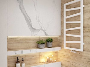 Apartament nr 333 - Mała biała łazienka w bloku w domu jednorodzinnym bez okna, styl nowoczesny - zdjęcie od MIKOŁAJSKAstudio
