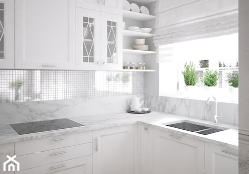 kuchnia-biały marmur-projekt - zdjęcie od MIKOŁAJSKAstudio