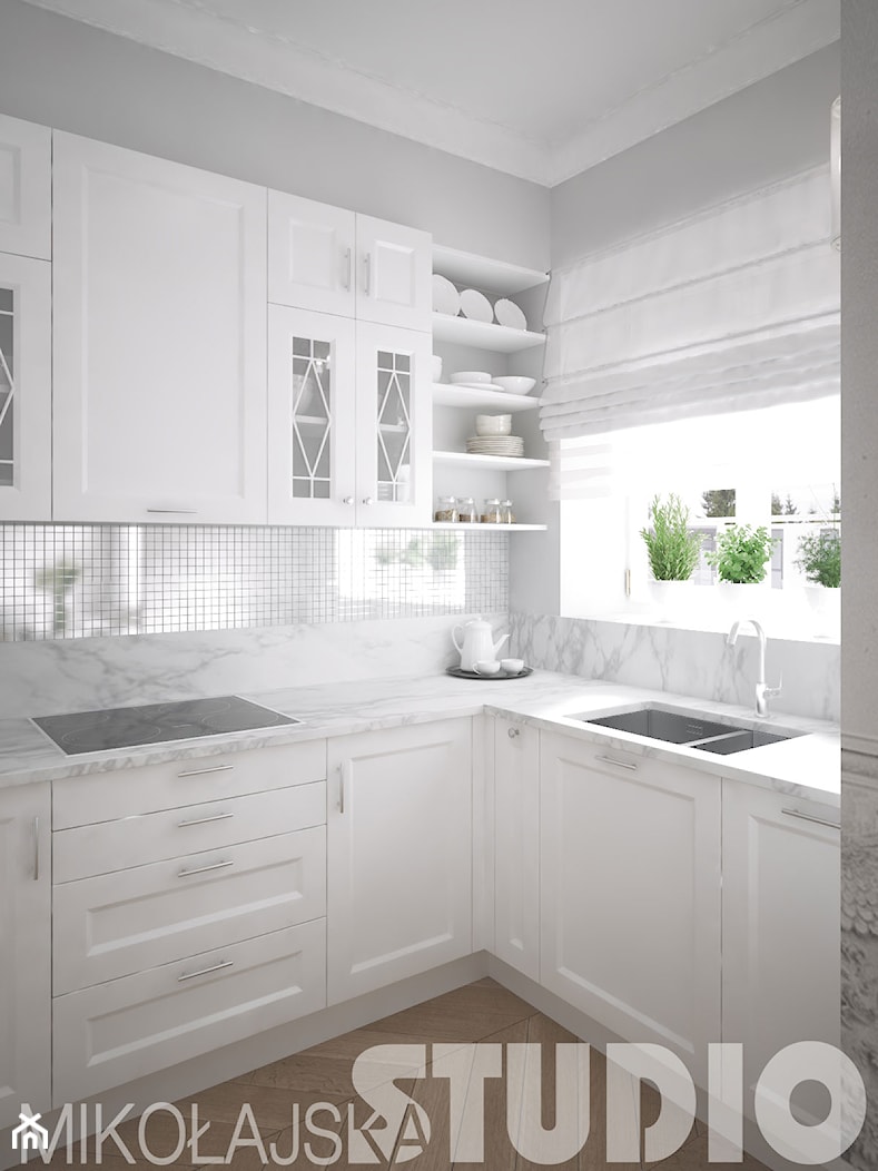 kuchnia-biały marmur-projekt - zdjęcie od MIKOŁAJSKAstudio - Homebook