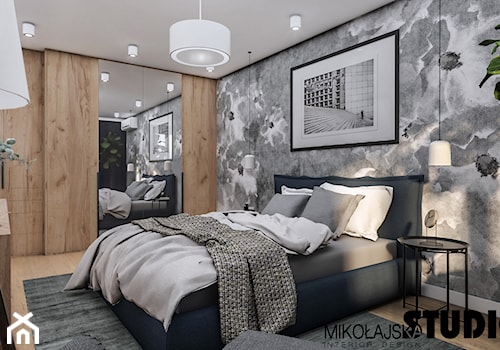 Sypialnia z tapetą - zdjęcie od MIKOŁAJSKAstudio