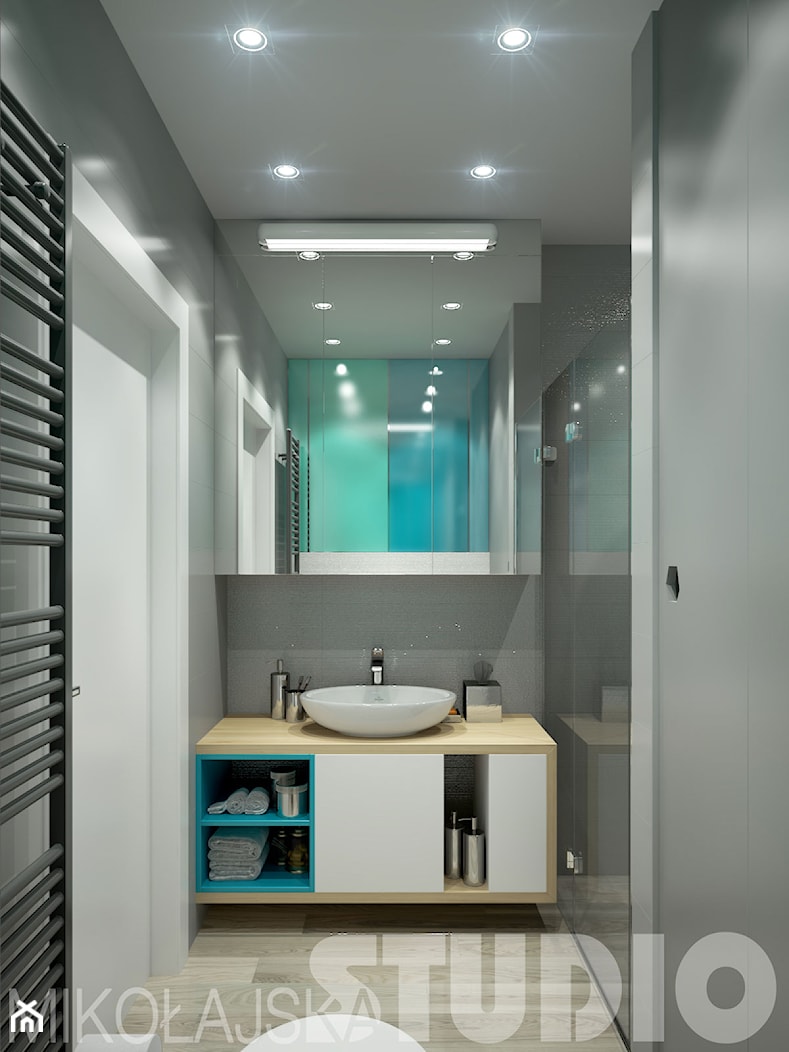 Zielono-niebieska łazienka - zdjęcie od MIKOŁAJSKAstudio - Homebook