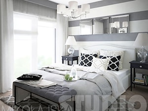 czrno-biała sypialnia - zdjęcie od MIKOŁAJSKAstudio