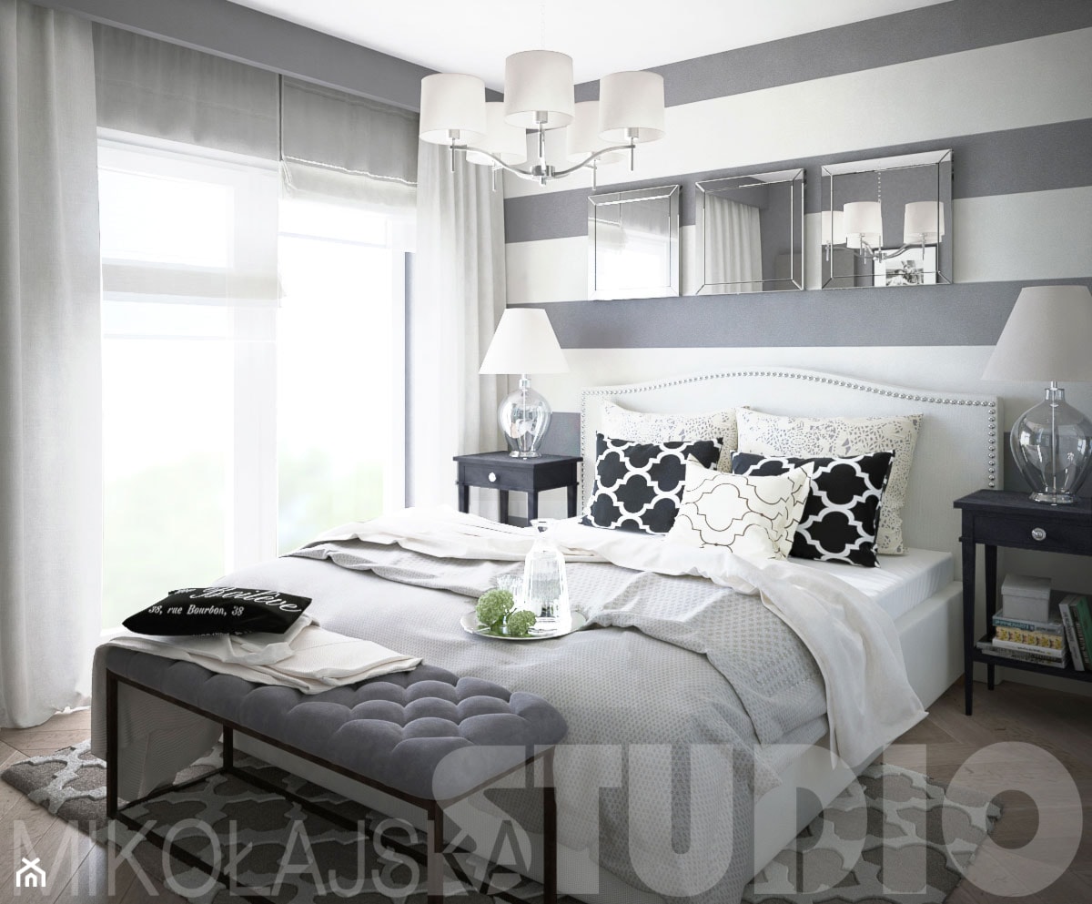 czrno-biała sypialnia - zdjęcie od MIKOŁAJSKAstudio - Homebook