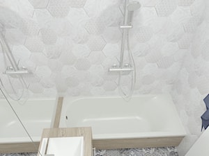 łazienka, mała, jasna, płytki heksagonalne - zdjęcie od MIKOŁAJSKAstudio