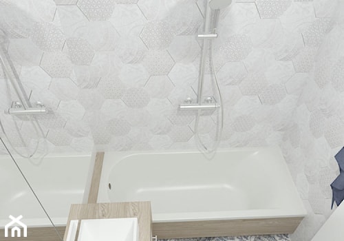 łazienka, mała, jasna, płytki heksagonalne - zdjęcie od MIKOŁAJSKAstudio