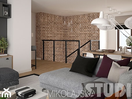 Aranżacje wnętrz - Salon: LOFT style - Średni biały czarny salon z jadalnią, styl industrialny - MIKOŁAJSKAstudio. Przeglądaj, dodawaj i zapisuj najlepsze zdjęcia, pomysły i inspiracje designerskie. W bazie mamy już prawie milion fotografii!