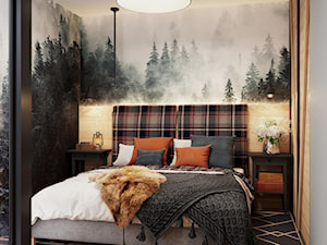 Sypialnia dla dwojga z nastrojową tapetą - zdjęcie od MIKOŁAJSKAstudio